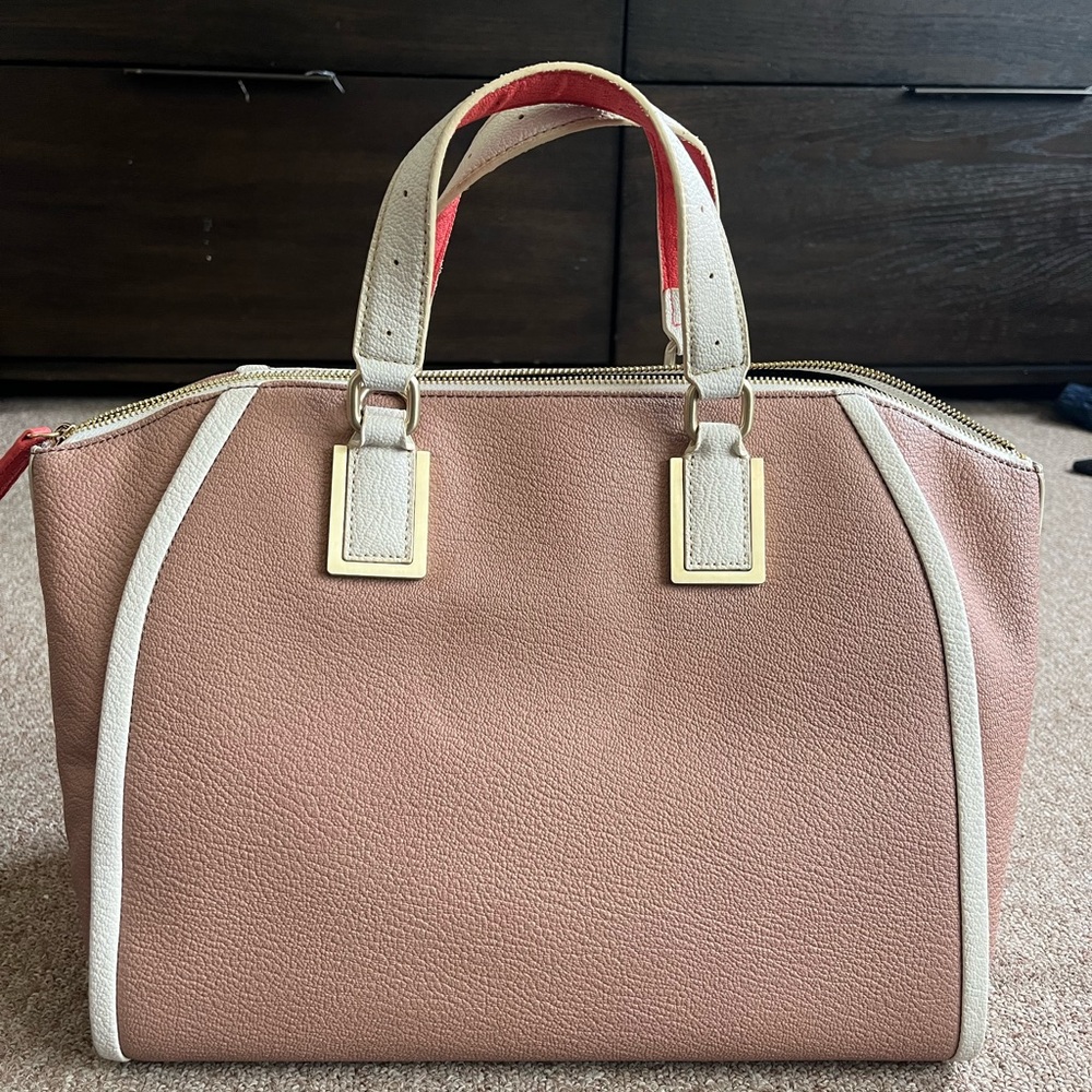 Calvin Klein Tan and Cream Satchel with Structured Design - Picture 7 of 16